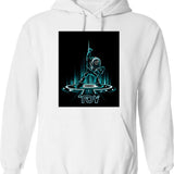 Buzz-tron Hoodie - Retro Graphic Pullover Hoodie for Men & Women - White