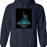 Buzz-tron Hoodie - Retro Graphic Pullover Hoodie for Men & Women - Navy