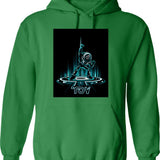 Buzz-tron Hoodie - Retro Graphic Pullover Hoodie for Men & Women - Green