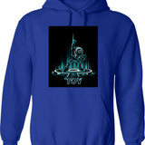 Buzz-tron Hoodie - Retro Graphic Pullover Hoodie for Men & Women - Blue