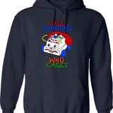 Call Someone Who Cares Hoodie - Retro Graphic Pullover Hoodie for Men & Women - Navy