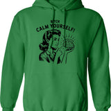 Calm Yourself Nervous System Hoodie - Retro Graphic Pullover Hoodie for Men & Women - Green