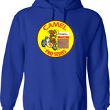 Camel Racing Hoodie - Retro Graphic Pullover Hoodie for Men & Women - Blue