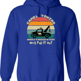 Camel Towing Retro Adult Humor Saying Funny Halloween Hoodie - Blue