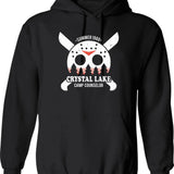 Camp Crystal Lake Counselor Hoodie - Retro Graphic Pullover Hoodie for Men & Women - Black