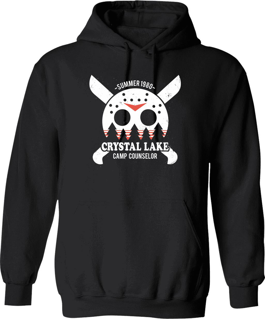 Camp Crystal Lake Counselor Hoodie - Retro Graphic Pullover Hoodie for Men & Women - Black
