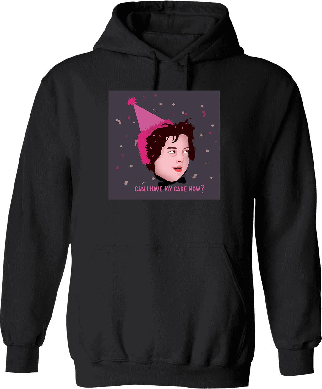 Can I Have My Cake Now Sticker Hoodie - Black