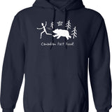 Canadian Fast Food Hoodie - Retro Graphic Pullover Hoodie for Men & Women - Navy