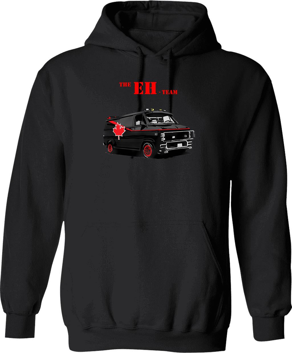 Canadiana Canada The Eh Team Funny Vintage 1980's Pun Design Hoodie - Black