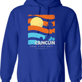 Cancun Vibe Hoodie - Retro Graphic Pullover Hoodie for Men & Women - Blue