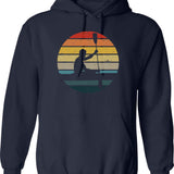 Canoeing Silhouette On A Distressed Retro Sunset Product Hoodie - Navy