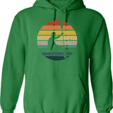 Canoeing Silhouette On A Distressed Retro Sunset Product Hoodie - Green