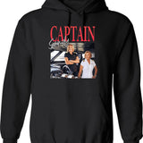 Captain Sandy Hoodie - Retro Graphic Pullover Hoodie for Men & Women - Black