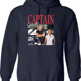Captain Sandy Hoodie - Retro Graphic Pullover Hoodie for Men & Women - Navy