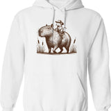 Capybara Rodent Funny Capybara Cute Mouse Cowboy Rat Vintage Western Hoodie - White