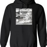 Car Art Hoodie - Retro Graphic Pullover Hoodie for Men & Women - Black