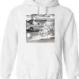 Car Art Hoodie - Retro Graphic Pullover Hoodie for Men & Women - White