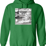 Car Art Hoodie - Retro Graphic Pullover Hoodie for Men & Women - Green
