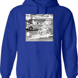 Car Art Hoodie - Retro Graphic Pullover Hoodie for Men & Women - Blue