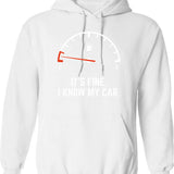 Car Gas Gauge On Empty Low Fuel Funny Hoodie - White
