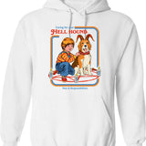 Caring For Your Hell Hound Hoodie - Retro Graphic Pullover Hoodie for Men & Women - White