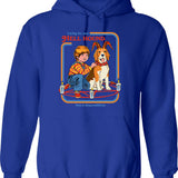 Caring For Your Hell Hound Hoodie - Retro Graphic Pullover Hoodie for Men & Women - Blue