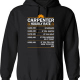 Carpenter Hourly Rate Funny Vintage Mens Womens Hoodie - Black