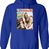 Carry On Christmas Hoodie - Retro Graphic Pullover Hoodie for Men & Women - Blue