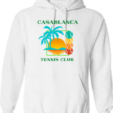 Casablanca Tennis Club Hoodie - Retro Graphic Pullover Hoodie for Men & Women - White