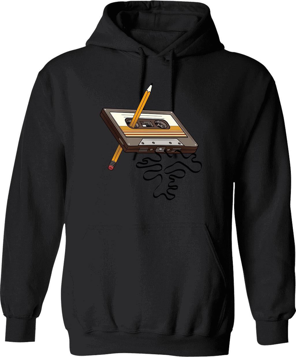 Cassette Tape Vintage Retro 80's Hoodie - Retro Graphic Cosy Pullover - Black