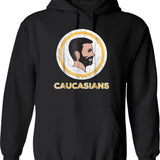 Caucasian Caucasians Pride Vintage Funny Hoodie - Retro Graphic Cosy Pullover - Black