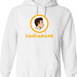 Caucasians Football Hoodie - Retro Graphic Pullover Hoodie for Men & Women - White