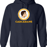 Caucasians Football Hoodie - Retro Graphic Pullover Hoodie for Men & Women - Navy