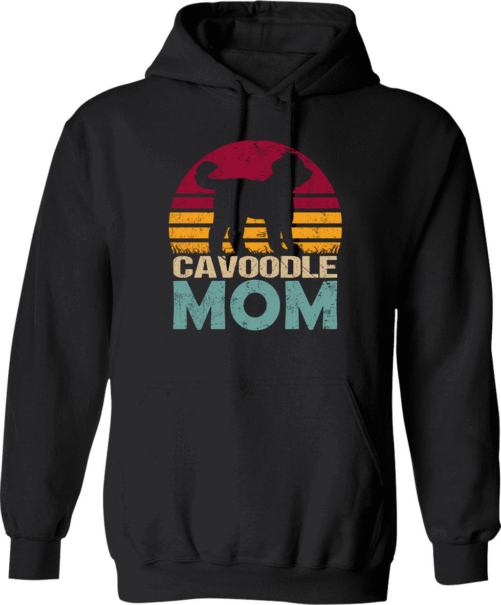 Cavoodle Dog Mom Vintage Hoodie - Retro Graphic Cosy Pullover - Black
