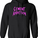 Cement Addiction Hoodie - Retro Graphic Pullover Hoodie for Men & Women - Black