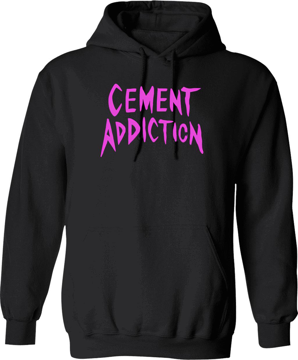 Cement Addiction Hoodie - Retro Graphic Pullover Hoodie for Men & Women - Black