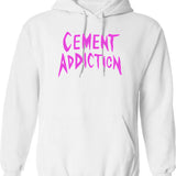 Cement Addiction Hoodie - Retro Graphic Pullover Hoodie for Men & Women - White