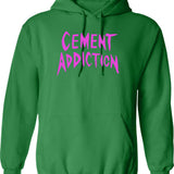 Cement Addiction Hoodie - Retro Graphic Pullover Hoodie for Men & Women - Green