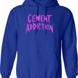 Cement Addiction Hoodie - Retro Graphic Pullover Hoodie for Men & Women - Blue