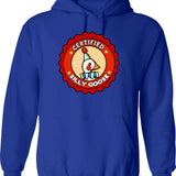 Certificate Of Silliness Hoodie - Retro Graphic Pullover Hoodie for Men & Women - Blue