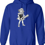Chainsaw Girl On Black Hoodie - Retro Graphic Pullover Hoodie for Men & Women - Blue