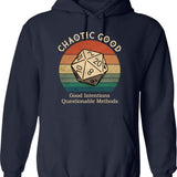 Chaotic Good Good Intentions Hoodie - Retro Graphic Pullover Hoodie for Men & Women - Navy