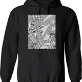 Check Dimension Hoodie - Retro Graphic Pullover Hoodie for Men & Women - Black