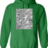 Check Dimension Hoodie - Retro Graphic Pullover Hoodie for Men & Women - Green