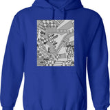 Check Dimension Hoodie - Retro Graphic Pullover Hoodie for Men & Women - Blue