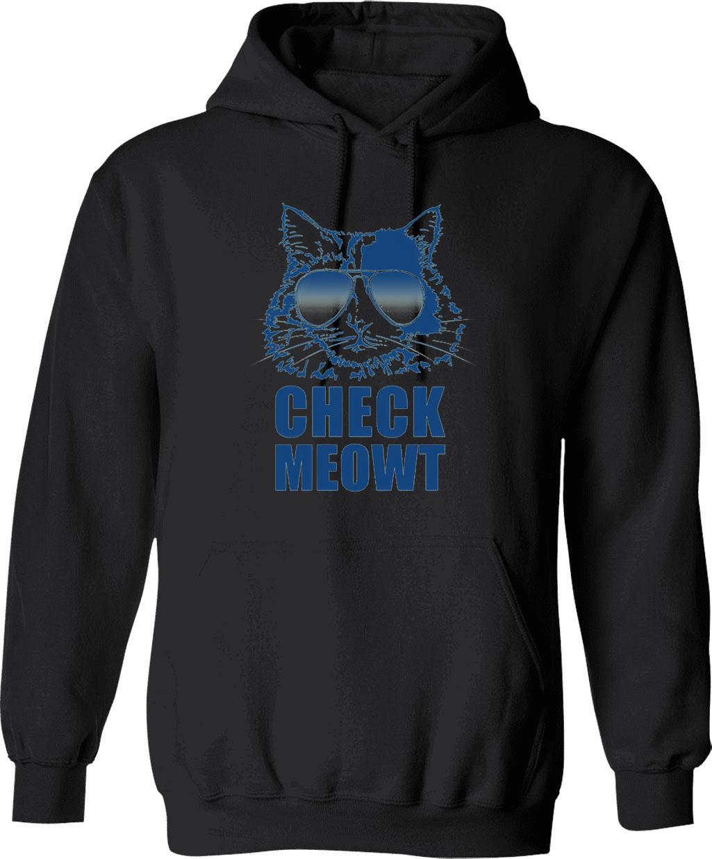 Check Meowt Hoodie - Retro Graphic Pullover Hoodie for Men & Women - Black