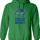 Check Meowt Hoodie - Retro Graphic Pullover Hoodie for Men & Women - Green