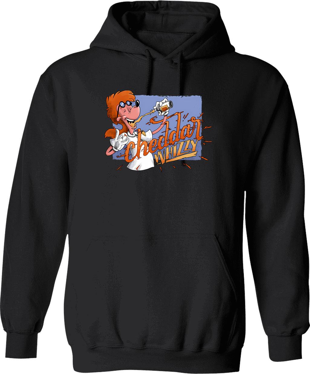 Cheddar Whizzy Hoodie - Retro Graphic Pullover Hoodie for Men & Women - Black