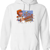 Cheddar Whizzy Hoodie - Retro Graphic Pullover Hoodie for Men & Women - White