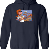 Cheddar Whizzy Hoodie - Retro Graphic Pullover Hoodie for Men & Women - Navy